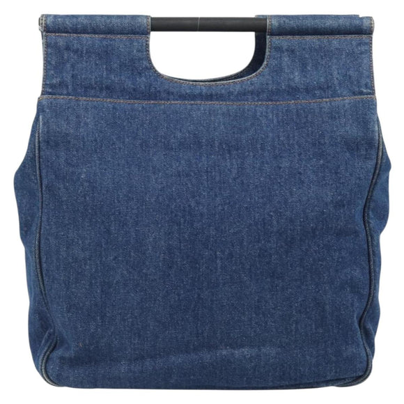 CHANEL Hand Bag Denim Blue Gold CC Auth 187118