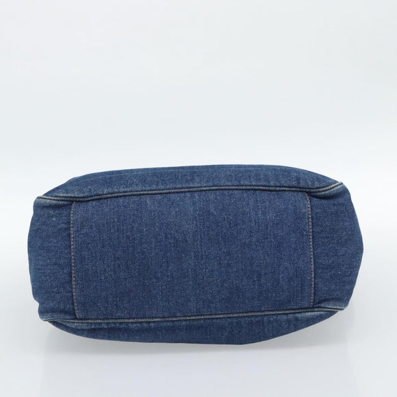 CHANEL Hand Bag Denim Blue Gold CC Auth 187118