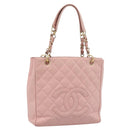 CHANEL Matelasse PST Chain Tote Bag Caviar Skin Pink Gold CC Auth 187119SAV-1