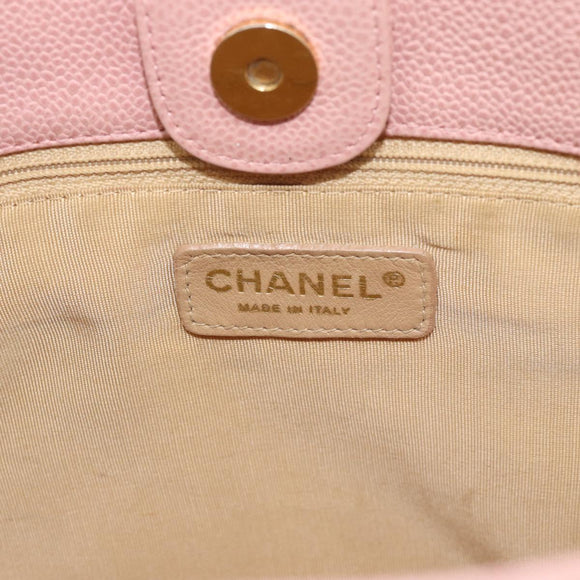 CHANEL Matelasse PST Chain Tote Bag Caviar Skin Pink Gold CC Auth 187119SAV