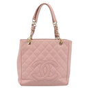 CHANEL Matelasse PST Chain Tote Bag Caviar Skin Pink Gold CC Auth 187119SAV-13