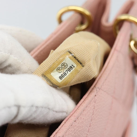 CHANEL Matelasse PST Chain Tote Bag Caviar Skin Pink Gold CC Auth 187119SAV