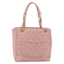 CHANEL Matelasse PST Chain Tote Bag Caviar Skin Pink Gold CC Auth 187119SAV-2
