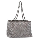 CHANEL Matelasse Chain Me Shoulder Bag Leather Silver CC Auth 187120SAV-1