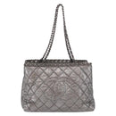 CHANEL Matelasse Chain Me Shoulder Bag Leather Silver CC Auth 187120SAV-13