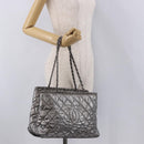 CHANEL Matelasse Chain Me Shoulder Bag Leather Silver CC Auth 187120SAV-26