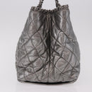 CHANEL Matelasse Chain Me Shoulder Bag Leather Silver CC Auth 187120SAV-3
