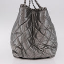 CHANEL Matelasse Chain Me Shoulder Bag Leather Silver CC Auth 187120SAV-4