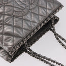 CHANEL Matelasse Chain Me Shoulder Bag Leather Silver CC Auth 187120SAV-6
