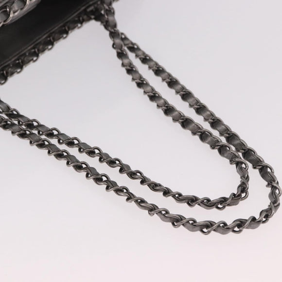 CHANEL Matelasse Chain Me Shoulder Bag Leather Silver CC Auth 187120SAV