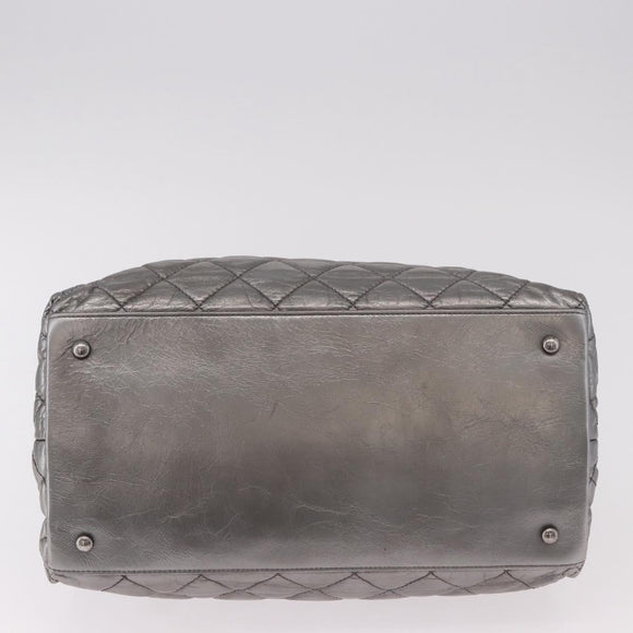 CHANEL Matelasse Chain Me Shoulder Bag Leather Silver CC Auth 187120SAV