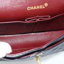 CHANEL Matelasse23 Double Flap Chain Bag Lamb Skin Black Gold CC Auth 187121SAV-14
