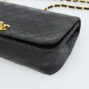 CHANEL Matelasse Chain Shoulder Bag Lamb Skin Black Gold CC Auth 187122SAM-9