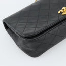 CHANEL Matelasse Chain Shoulder Bag Lamb Skin Black Gold CC Auth 187122SAM-14