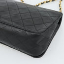 CHANEL Matelasse Chain Shoulder Bag Lamb Skin Black Gold CC Auth 187122SAM-15