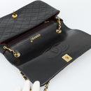 CHANEL Matelasse Chain Shoulder Bag Lamb Skin Black Gold CC Auth 187122SAM-10