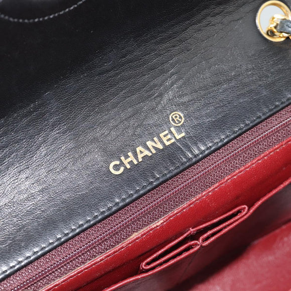 CHANEL Matelasse Chain Shoulder Bag Lamb Skin Black Gold CC Auth 187122SAM