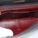 CHANEL Matelasse Chain Shoulder Bag Lamb Skin Black Gold CC Auth 187122SAM-11