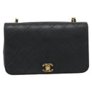 CHANEL Matelasse Chain Shoulder Bag Lamb Skin Black Gold CC Auth 187122SAM-13