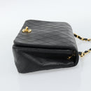 CHANEL Matelasse Chain Shoulder Bag Lamb Skin Black Gold CC Auth 187122SAM-4
