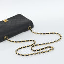 CHANEL Matelasse Chain Shoulder Bag Lamb Skin Black Gold CC Auth 187122SAM-7