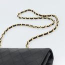 CHANEL Matelasse Chain Shoulder Bag Lamb Skin Black Gold CC Auth 187122SAM-8
