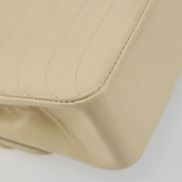 CHANEL Mademoiselle Chain Shoulder Bag Lamb Skin Beige Gold CC Auth 187124SAV