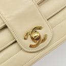 CHANEL Mademoiselle Chain Shoulder Bag Lamb Skin Beige Gold CC Auth 187124SAV-19