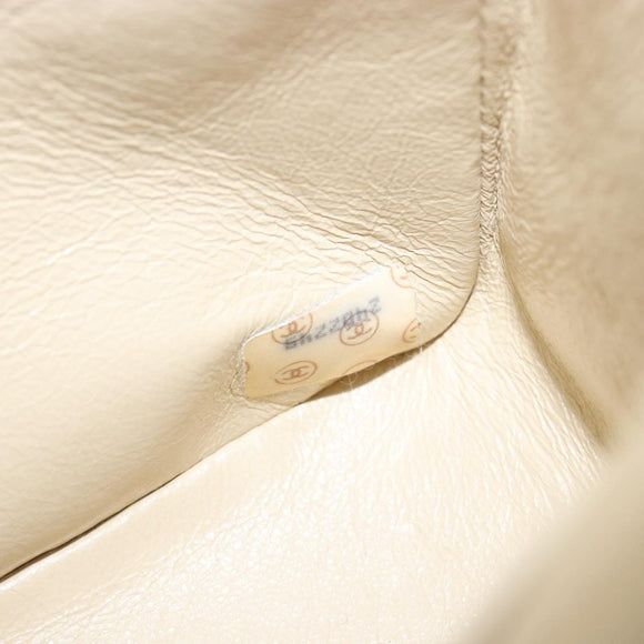 CHANEL Mademoiselle Chain Shoulder Bag Lamb Skin Beige Gold CC Auth 187124SAV