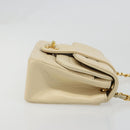 CHANEL Mademoiselle Chain Shoulder Bag Lamb Skin Beige Gold CC Auth 187124SAV-3