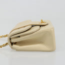 CHANEL Mademoiselle Chain Shoulder Bag Lamb Skin Beige Gold CC Auth 187124SAV-4