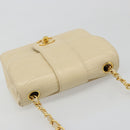 CHANEL Mademoiselle Chain Shoulder Bag Lamb Skin Beige Gold CC Auth 187124SAV-6