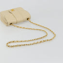 CHANEL Mademoiselle Chain Shoulder Bag Lamb Skin Beige Gold CC Auth 187124SAV-7