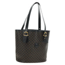 CELINE Macadam Canvas Tote Bag PVC Leather Black Gold Auth 187136V-1