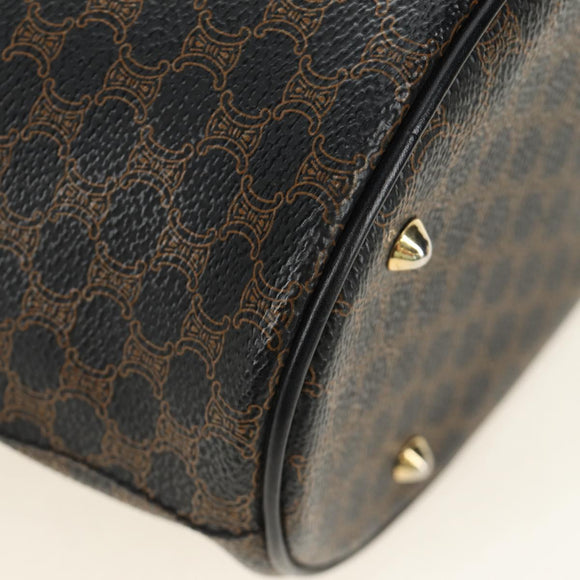 CELINE Macadam Canvas Tote Bag PVC Leather Black Gold Auth 187136V
