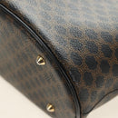 CELINE Macadam Canvas Tote Bag PVC Leather Black Gold Auth 187136V-16