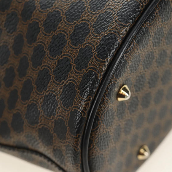 CELINE Macadam Canvas Tote Bag PVC Leather Black Gold Auth 187136V