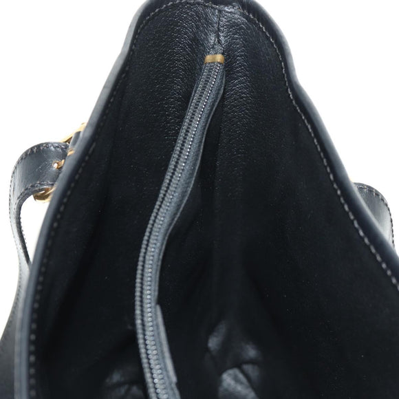 CELINE Macadam Canvas Tote Bag PVC Leather Black Gold Auth 187136V