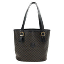 CELINE Macadam Canvas Tote Bag PVC Leather Black Gold Auth 187136V-13
