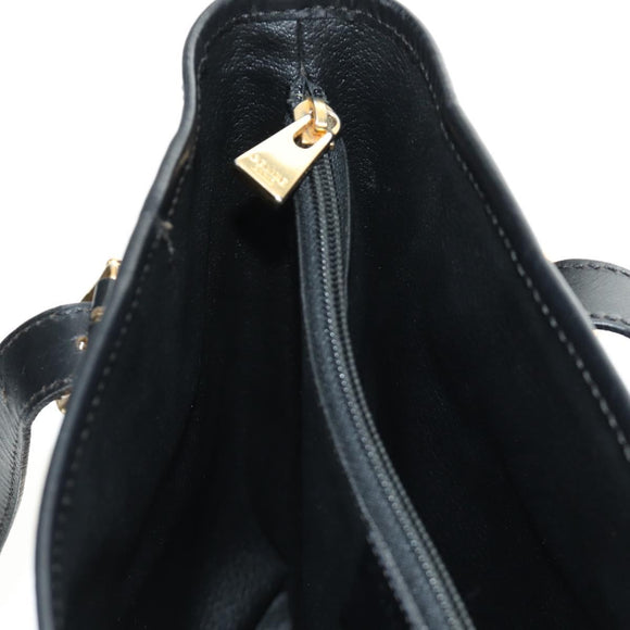 CELINE Macadam Canvas Tote Bag PVC Leather Black Gold Auth 187136V