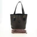 CELINE Macadam Canvas Tote Bag PVC Leather Black Gold Auth 187136V-12
