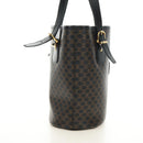 CELINE Macadam Canvas Tote Bag PVC Leather Black Gold Auth 187136V-4