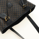 CELINE Macadam Canvas Tote Bag PVC Leather Black Gold Auth 187136V-6