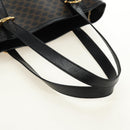 CELINE Macadam Canvas Tote Bag PVC Leather Black Gold Auth 187136V-7