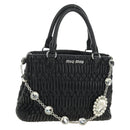 Miu Miu Hand Bag Leather 2way Black Silver Auth 187138SAV-1