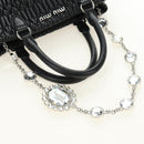 Miu Miu Hand Bag Leather 2way Black Silver Auth 187138SAV-9