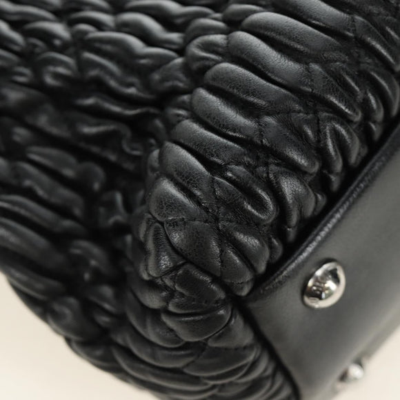 Miu Miu Hand Bag Leather 2way Black Silver Auth 187138SAV