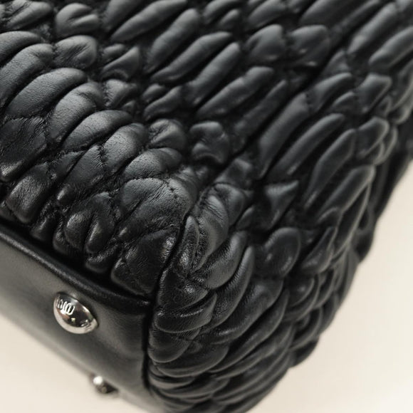 Miu Miu Hand Bag Leather 2way Black Silver Auth 187138SAV