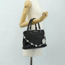 Miu Miu Hand Bag Leather 2way Black Silver Auth 187138SAV-28