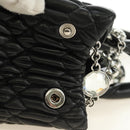 Miu Miu Hand Bag Leather 2way Black Silver Auth 187138SAV-5